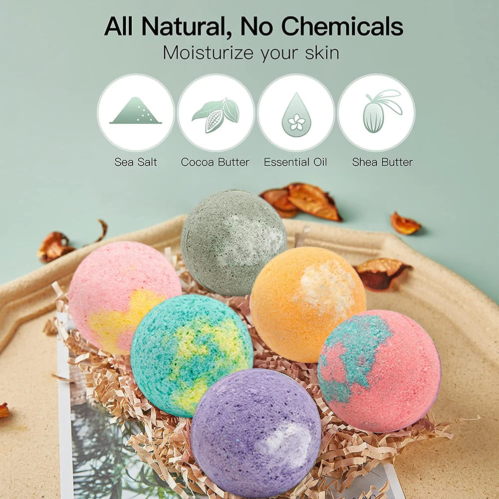 12pcs Organic Bath Bombs Gift Natural Mini Handmade Bathing Foot Spa Bomb Rich Essential Oils For Moisturizing Dry Skin Relaxing