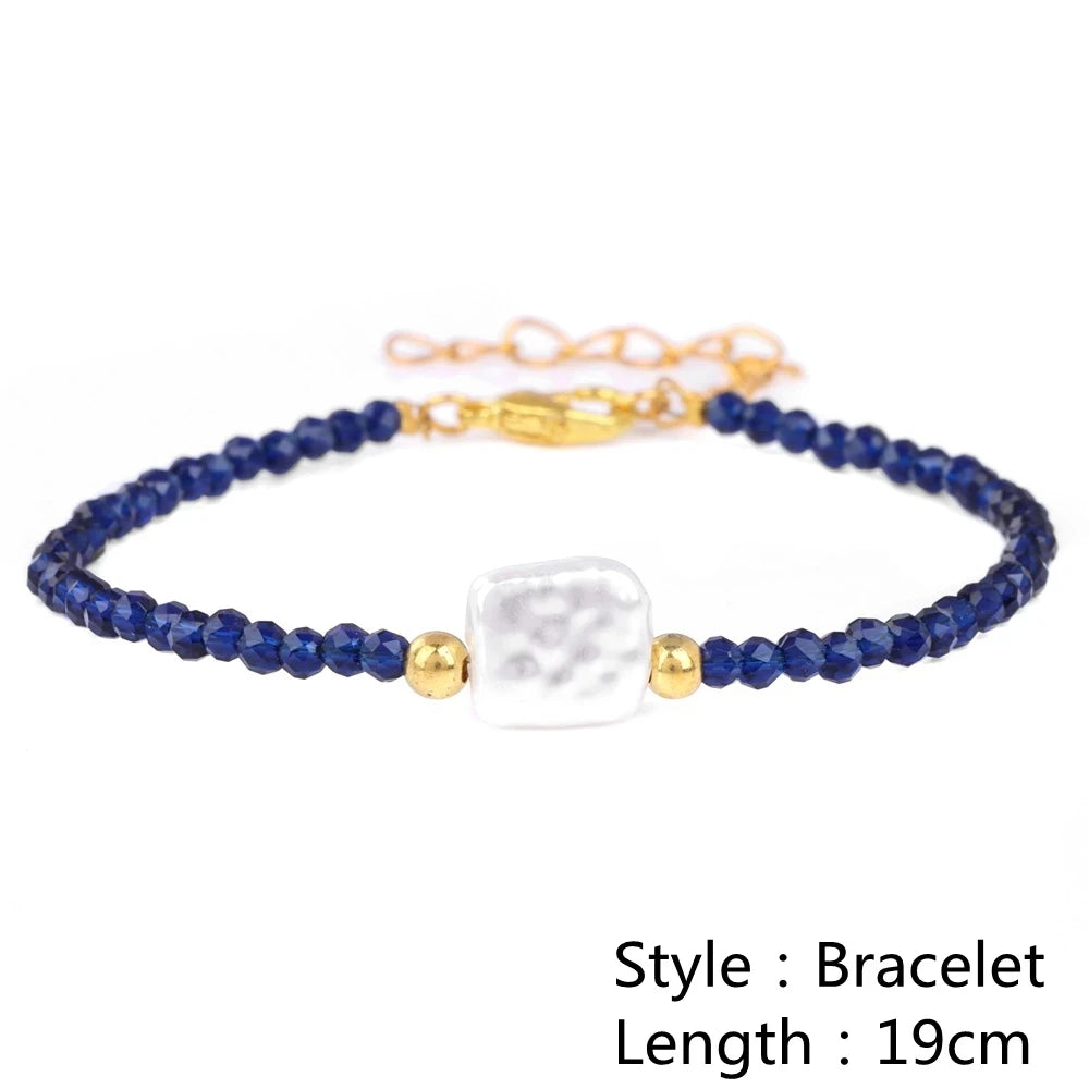 Female Pearl Pendant Necklace Natural Small Emerald Crystal Stone Necklace Gold Color Spacer Bead Heart Shape Buckle Necklace