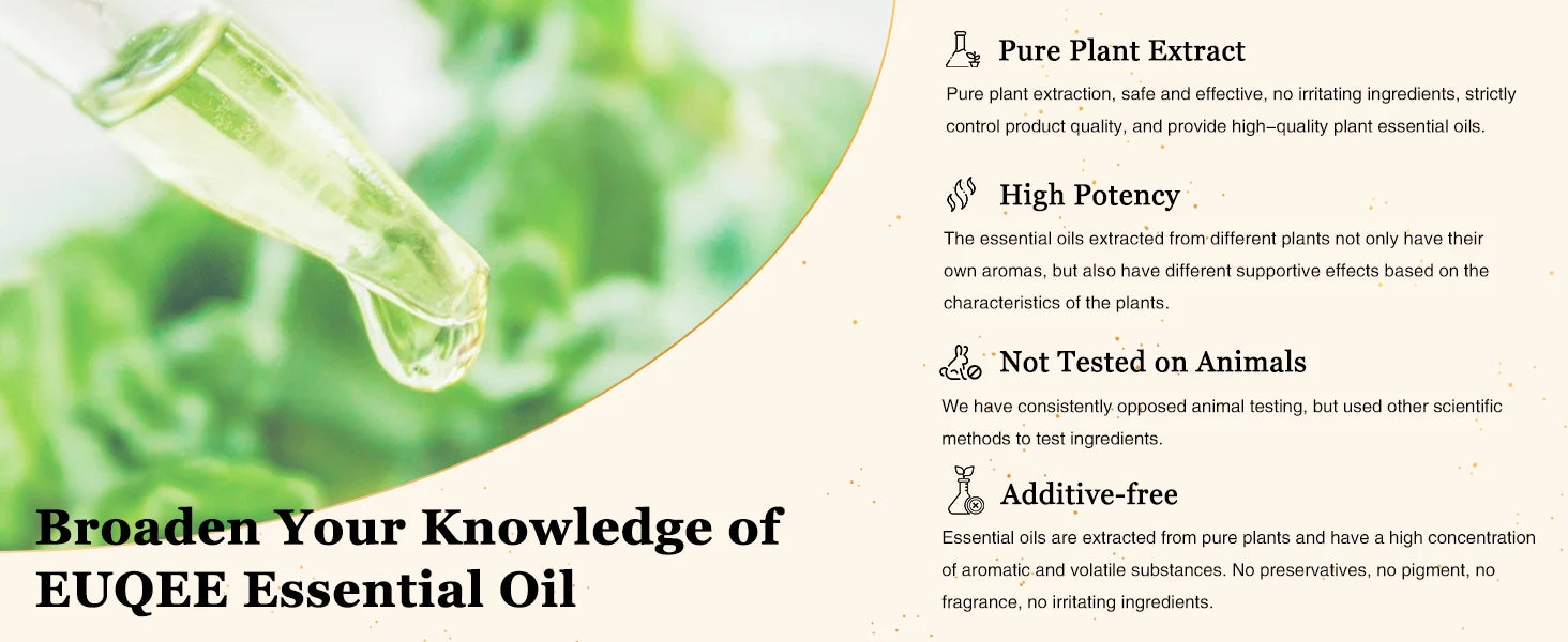 EUQEE 10ML Natural Essential Oils Eucalyptus Spearmint Vanilla Lavender Lemon Oregano Oil For Humidifier DIY Soap,Candle Making