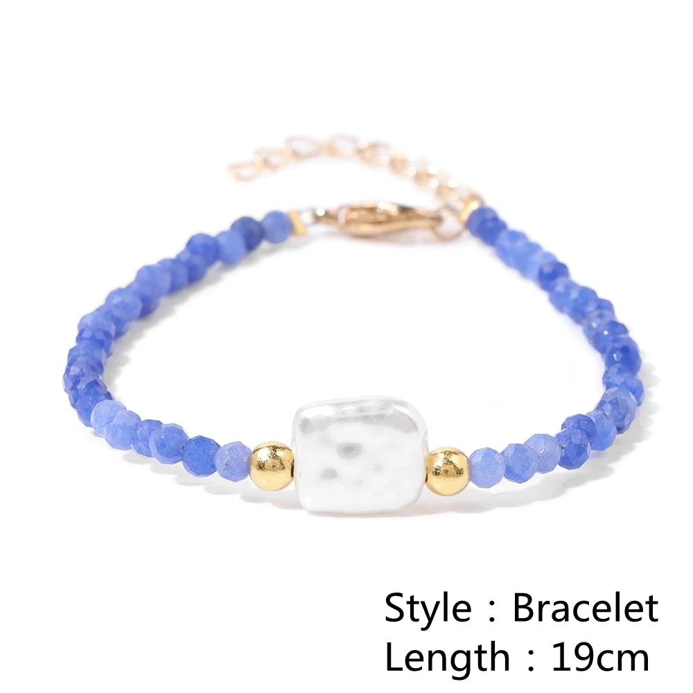 Female Pearl Pendant Necklace Natural Small Emerald Crystal Stone Necklace Gold Color Spacer Bead Heart Shape Buckle Necklace