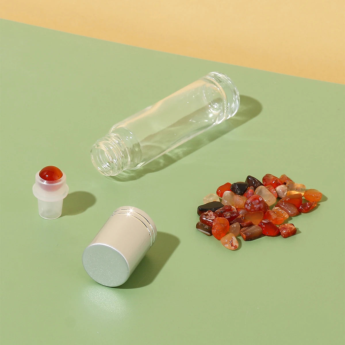 10pcs 10ml Essential Oil Roller Jade Stone Glass Gems Natural Roll-on Bottles Gemstone Refillable Perfume Bottle