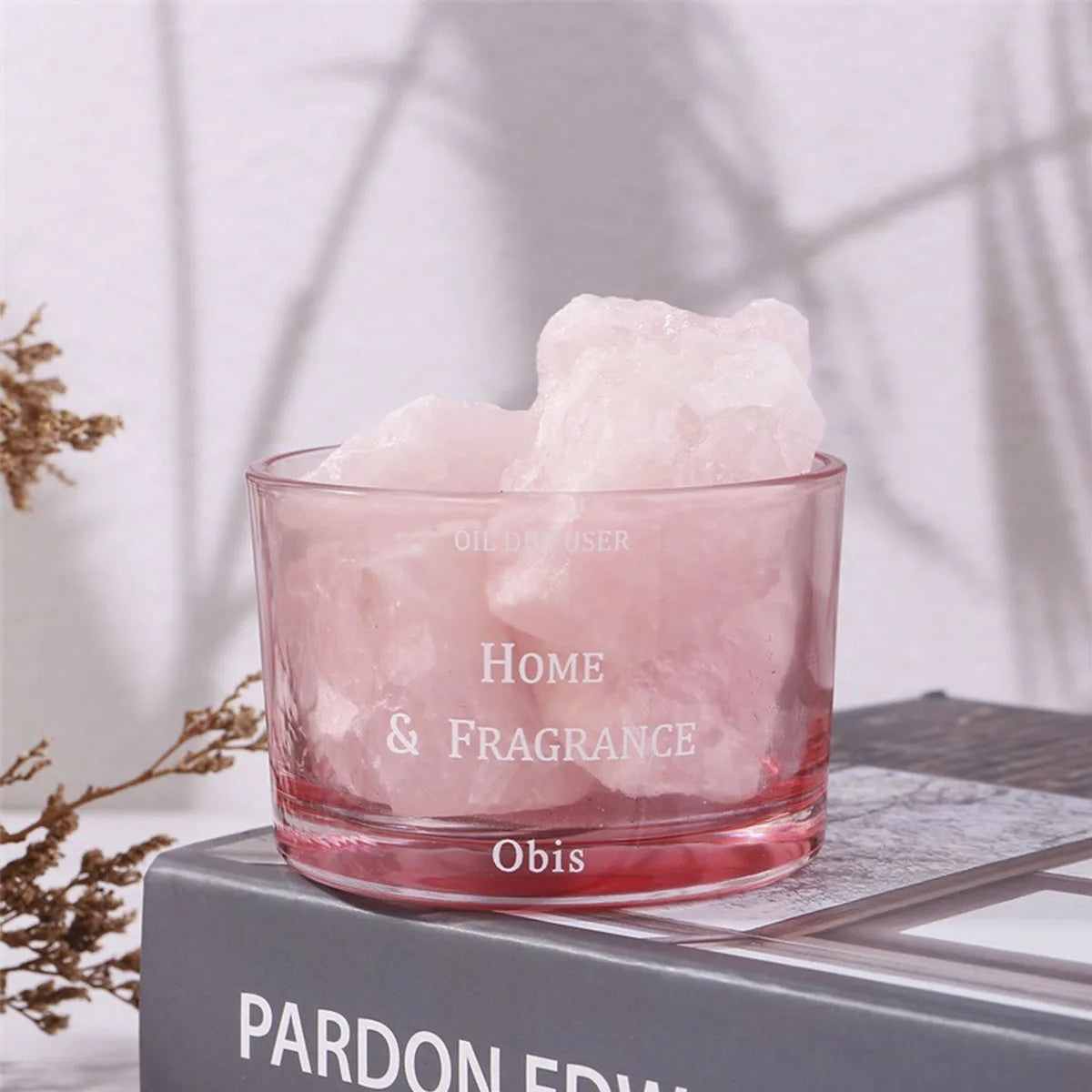 Essential Oil Diffuser with Natural Crystal Rocks, Passive Diffuser with Healing Crystals, USB Charger Wood Base Diffuser