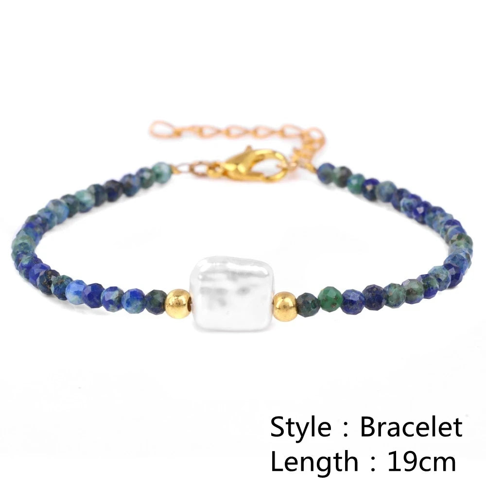 Female Pearl Pendant Necklace Natural Small Emerald Crystal Stone Necklace Gold Color Spacer Bead Heart Shape Buckle Necklace