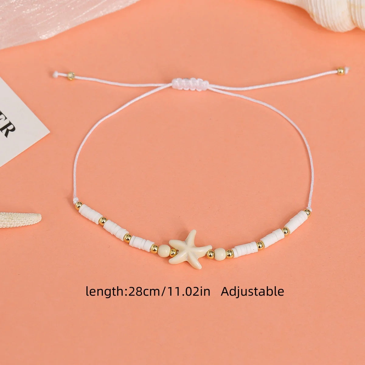 12pcs/set Starfish Charms Bracelet Set For Women Colorful Acrylic Beads Adjustable Bracelet Jewelry Gifts