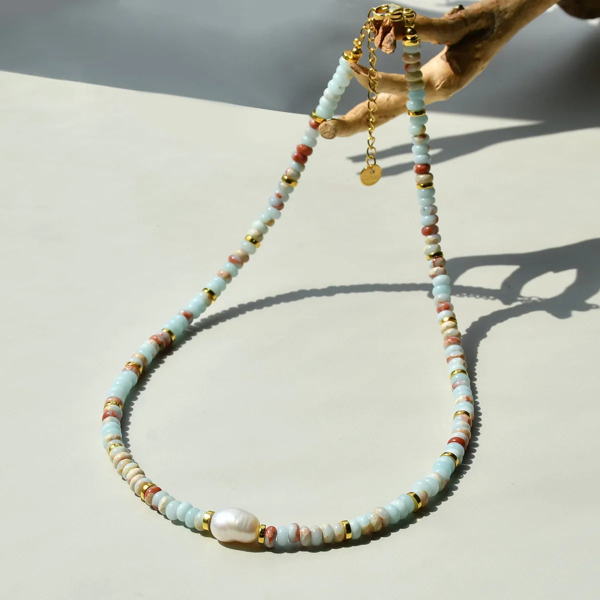Fashion Colorful Natural Stone Beads Chain Natural Pearls Pendant Necklace for Women Luxury Stackable Jewelry Handmade Gift