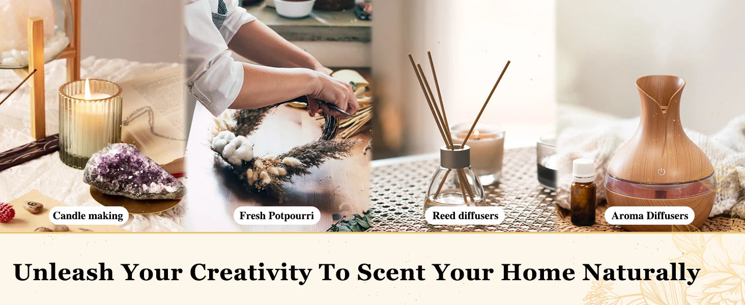 EUQEE 10ML Natural Essential Oils Eucalyptus Spearmint Vanilla Lavender Lemon Oregano Oil For Humidifier DIY Soap,Candle Making