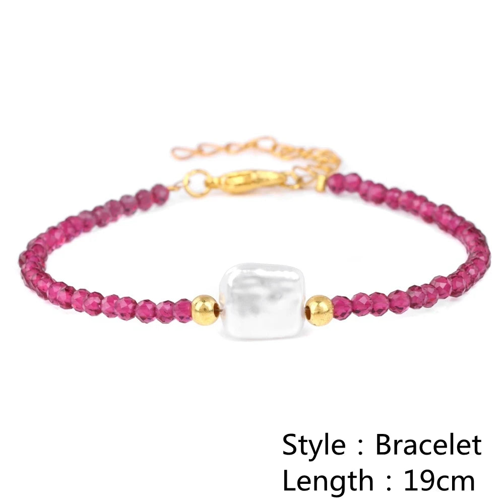 Female Pearl Pendant Necklace Natural Small Emerald Crystal Stone Necklace Gold Color Spacer Bead Heart Shape Buckle Necklace