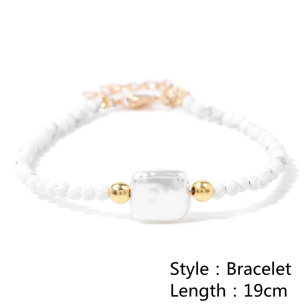 Female Pearl Pendant Necklace Natural Small Emerald Crystal Stone Necklace Gold Color Spacer Bead Heart Shape Buckle Necklace